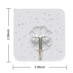 1pc Transparent Strong Sticky Wall Hanging Nail-free Hook Kitchen Bathroom PVC+Stainless Steel Multi-Purpose Hooks Home Storage
