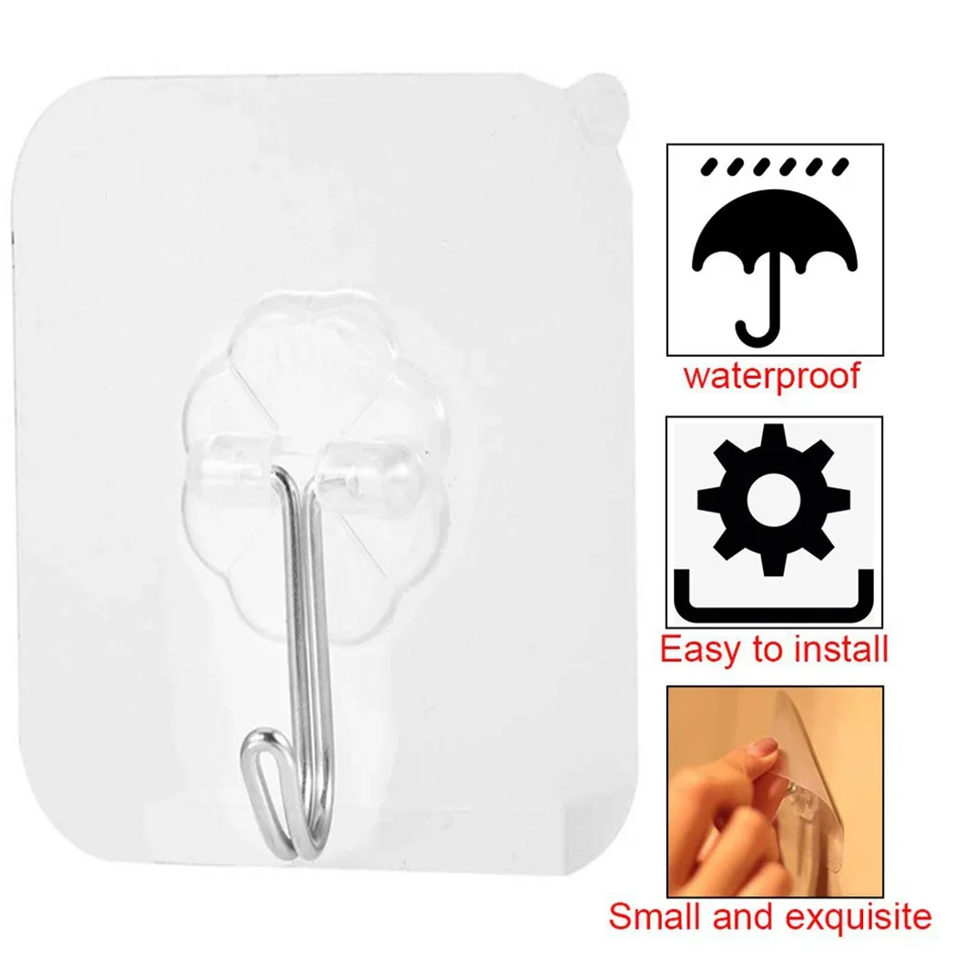 1pc Transparent Strong Sticky Wall Hanging Nail-free Hook Kitchen Bathroom PVC+Stainless Steel Multi-Purpose Hooks Home Storage - Image 2
